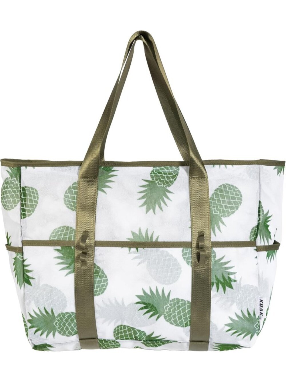 Women's Green Pineapple Mesh Beach Bag Large Lightweight with Top Zipper